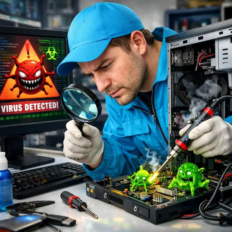 Вылечить компьютерный вирус в Сертолово